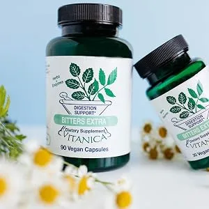 Vitanica Bitters Extra Digestion Support Vegan 90 Capsules Bitters Extra Pro Logo 90 Count (Pack of 1) - Bitters Extra