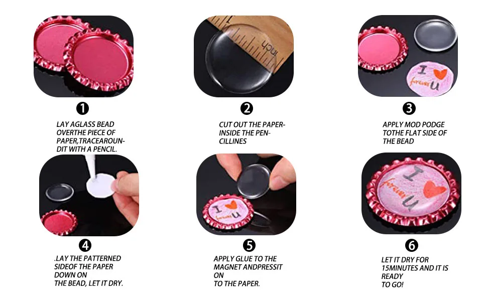Craft Bottle Caps Flat Decorative Bottle Cap for Hair Bows DIY Pendants or Craft Scrapbooks White 100 PCS White 100pcs - diy steps