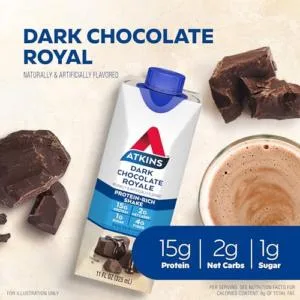 Atkins Dark Chocolate Royale Protein Shake & Mocha Latte Iced Coffee Protein Shake 15g Protein Low Glycemic 4g Net Carb 1g Sugar Keto Friendly. - product information 1