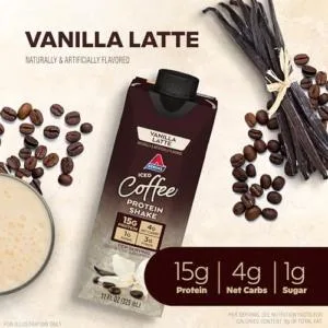 Atkins Milk Chocolate Delight Protein Shake & Iced Coffee Vanilla Latte Protein Shake 15g Protein Low Glycemic 4g Net Carb 1g Sugar Keto Friendly 3 PACK - product information 2