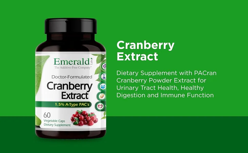EMERALD LABS Cranberry Extract Capsules for Urinary Tract Health & Bladder Health - Also Offers Digestive & Immune Support - 60 Vegetable Capsules (30-Day Supply) - product information 2