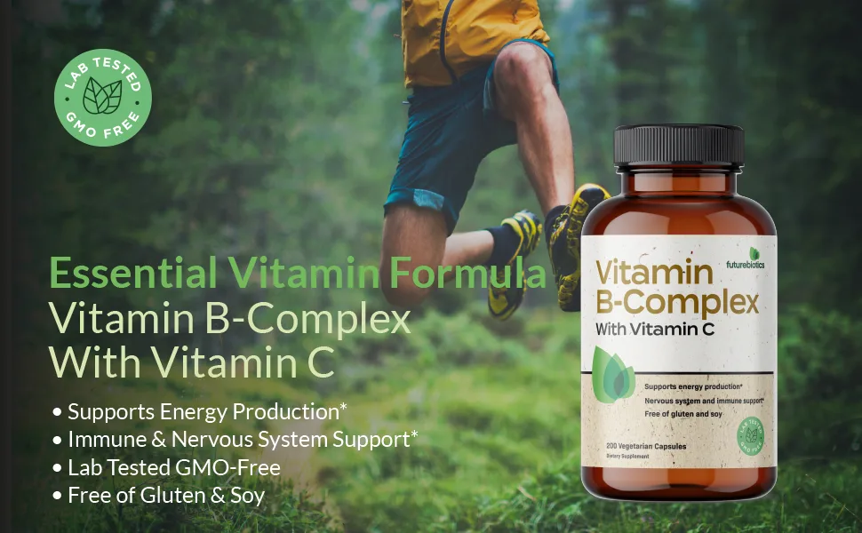 Futurebiotics Vitamin B Complex with Vitamin C Supports Energy Production Nervous System & Immune Support - Non-GMO 120 Vegetarian Capsules 120 Count (Pack of 1) - B Complex w C