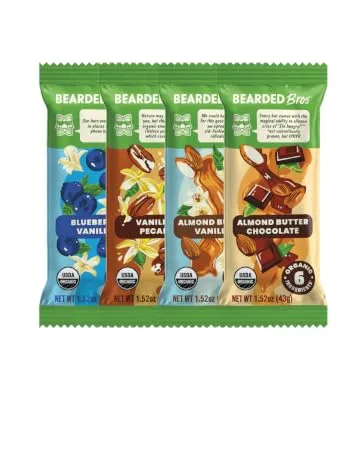 Bearded Brothers Organic Protein Bars Dark Chocolate and Vanilla (10 Pack) - Plant Based Protein Gluten Free Vegan Protein Variety 10 Pack - oragnic protein bar regenerative food bars