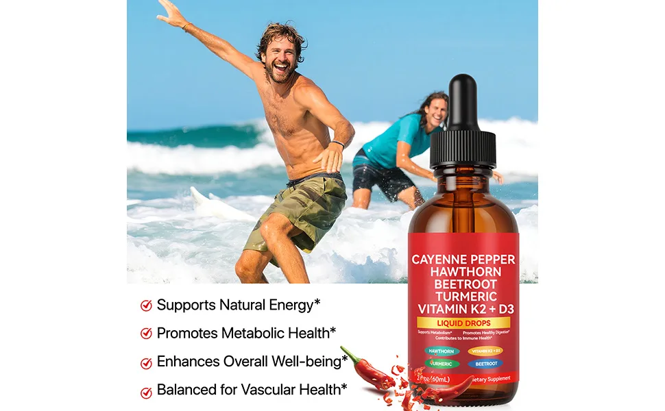 SDJUFEI Cayenne Pepper Drops 2 Fl Oz Liquid Pepper Organic Vitamin K2 & D3 Health Supplements Vegan-Friendly Gentle Formula Health Supplements - Cayenne Health Supplements