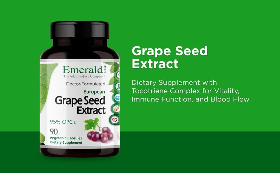 EMERALD LABS European Grape Seed Extract - Antioxidant & Immune Support Supplement - Supports Healthy Blood Flow - 90 Vegetable Capsules (90-Day Supply) - product information 2