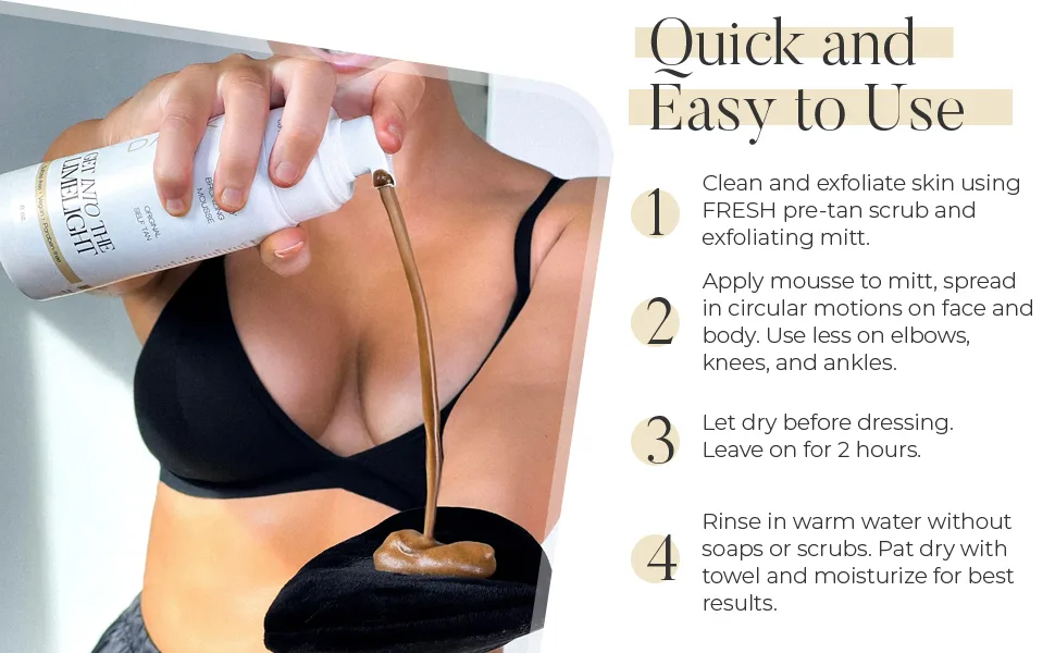2 Hour Dark Starter Pack: 2 Hour Dark Sunless Tanning Mousse + Applicator Mitts - sunless tanning mousse dark summer tan rich brown tint professional formula face body vegan kit
