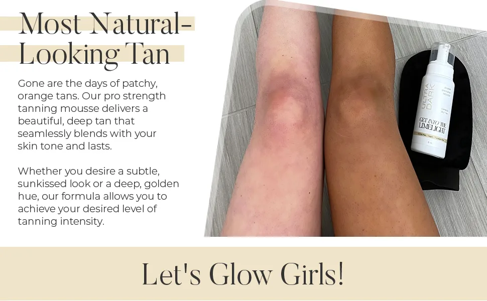Get Into The Limelight 2 Hour Ultra Dark Starter Pack: 2 Hour Ultra Dark Sunless Tanning Mousse + Applicator Mitts - sunless tanning mousse ultra dark summer tan rich brown tint professional formula face body vegan