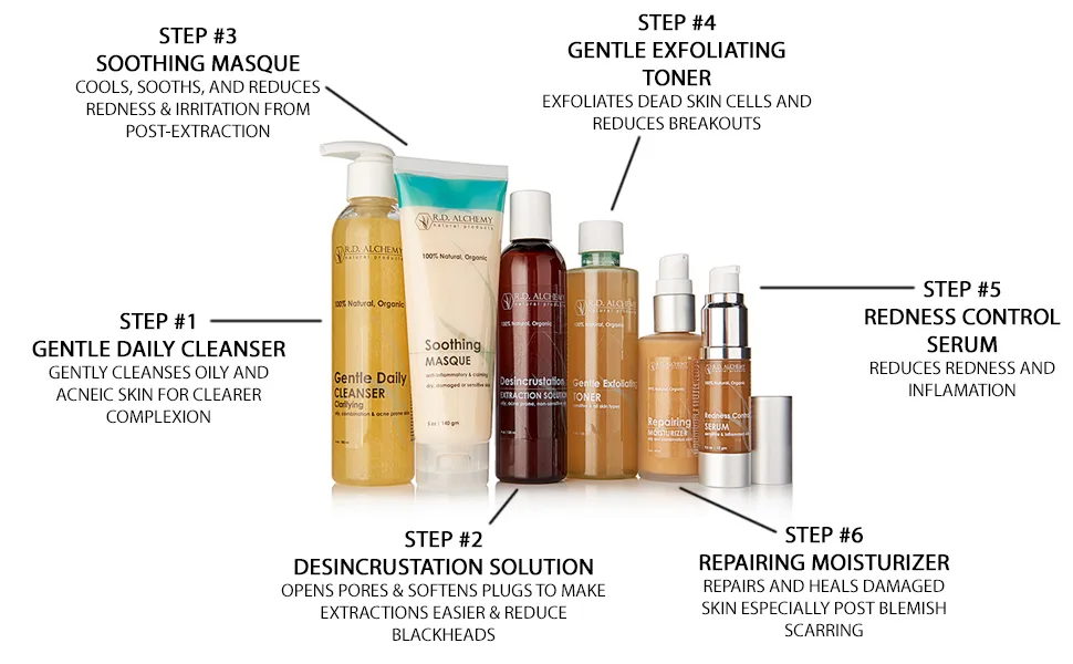 RD Alchemy - Desincrustation Solution Blackhead Removal 6 Piece Set - Professional 6-Step Skincare System for Easier Extractions & Deep Cleansing for Clearer Skin. Professional and Home Use. 6 Step Set Blackhead Removal Sys  - desincrustation solution kit
