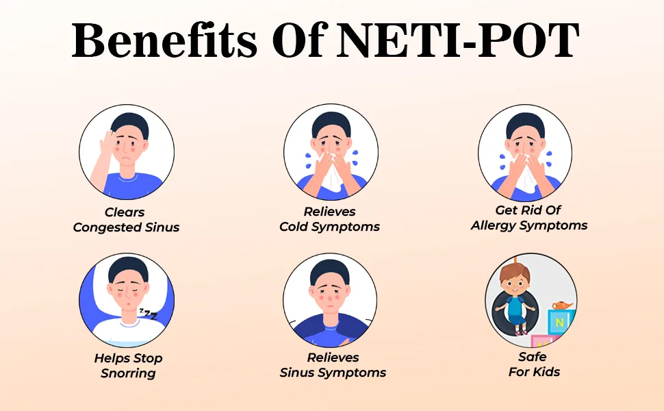 HEALTHANDWEALTH Durable Ceramic Neti Pot - Non-Metallic - Comfortable Grip - Microwave and Dishwasher Friendly + 10 Sachet Neti Salt 225 Ml. (7.6 FL Oz) Capacity (White) - SPN-WT380C