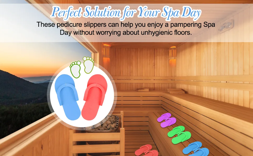 Hysagtek 12 Pairs Disposable Slippers Shower Sand Pedicure Beach Light Weight Foam Flip Flops  Sandals Random Color - product information 5