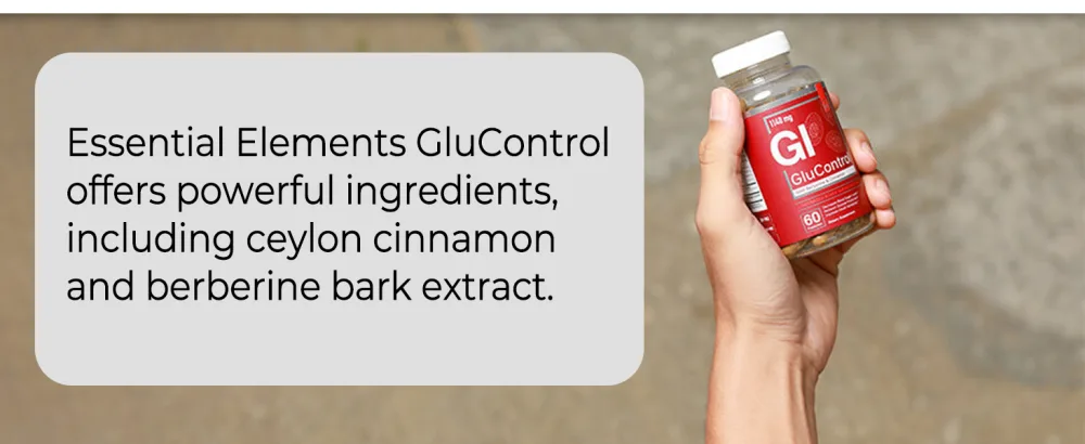 Essential Elements GluControl with Berberine & Ceylon Cinnamon - Blood Sugar Support - 60 Count - 30 Servings - Essential Elements Blood Glucose Supplement with Ceylon Cinnamon and Berberine GluControl
