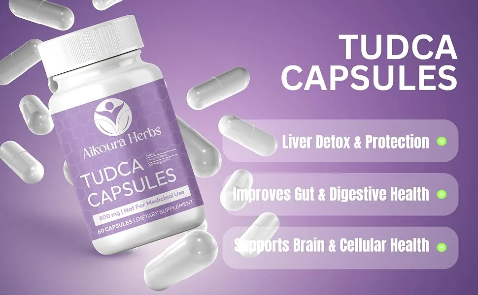 AIKOURA Tudca Capsules Natural Liver Support Supplement 800mg 60 Veg Capsules with Ginseng Ashwagandha & Milk Thistle - product information 1