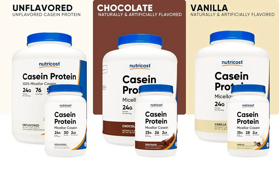Nutricost Casein Protein Powder 5lb Chocolate - Micellar Casein Gluten Free Non-GMO Chocolate 5 Pound (Pack of 1) - Casein Protein Mixed Designs