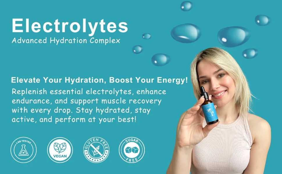 Electrolyte Drops Sugar-Free Hydration with Magnesium Calcium Zinc & Trace Minerals Unflavored (39 Servings) - Electrolyte Drops Liquid Electrolytes Hydration Drops Electrolyte Supplement Mineral Drops