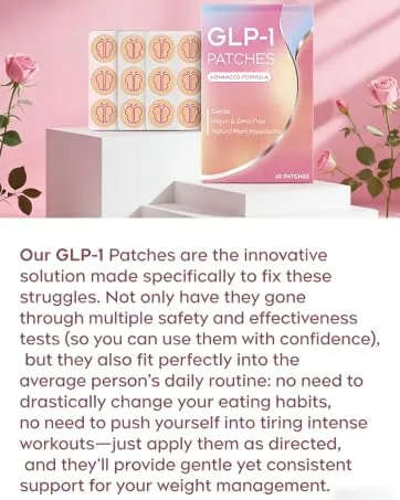 AYOJOY GLP-1 Patches for Women & Men | Advanced Natural Formulation | with L-Glutamine Berberine Cinnamon & Pomegranate | 60 Count -Pink - aplus content image