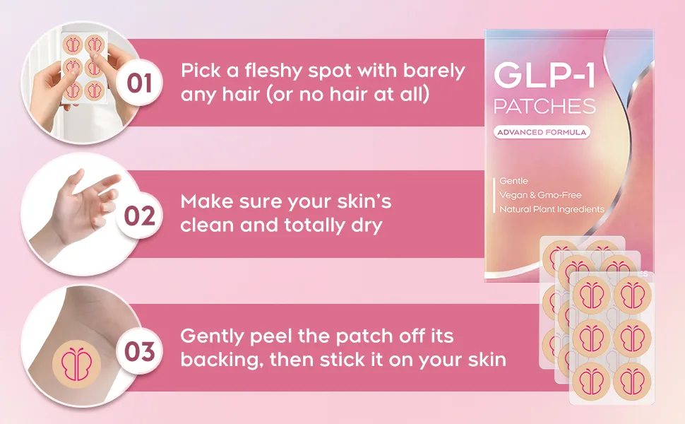 AYOJOY GLP-1 Patches for Women & Men | Advanced Natural Formulation | with L-Glutamine Berberine Cinnamon & Pomegranate | 60 Count -Pink - aplus content image