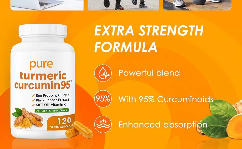 Turmeric Pure Turmeric Curcumin 95 1000 mg - Black Pepper Extract | Vegan Capsules 120 - product information 9