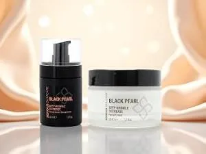 Black Pearl Deep Wrinkle Decrease Face and Neck Skin Moisturizing Duo - Facial Cream 1.7 oz and Treatment Serum for Face 1 oz - Hydrate Brightening Long Term Repair - product information 3