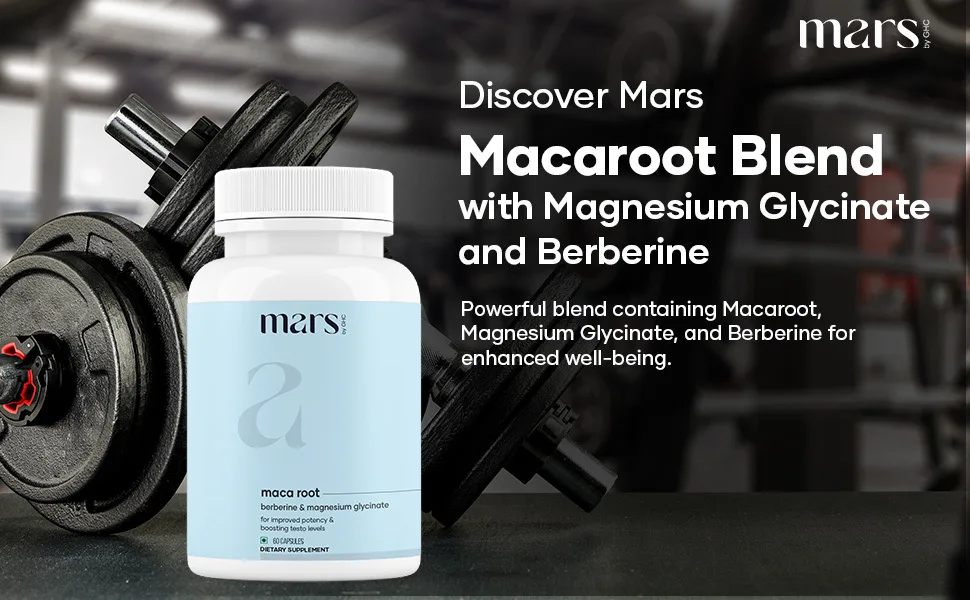 mars by GHC Maca Root Capsules with Ginseng Magnesium & Berberine | Supports Vitality & Overall Well-Being | Pack of 3 | 180 Capsules - mars by GHC Maca Root Berberine and Magnesium Glycinate in Mars Maca Root capsules
