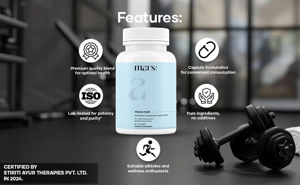 mars by GHC Maca Root Caps (Ginseng): Powered with Magnesium & Berberine - 60 Capsules | Pack of 2 - mars by GHC Maca Root Berberine and Magnesium Glycinate in Mars Maca Root capsules