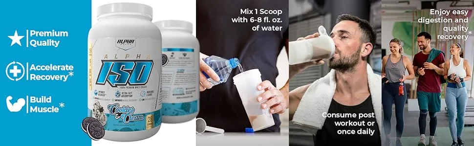 Alpha Supps ISO Low Carb 100% Whey Protein Isolate Powder 25 Grams Per Serving Helps Support Muscle Growth Low Sugar and Gluten Free (5 Pound (Pack of 1) Chocolate Cake) - Alpha Iso Overview Banner