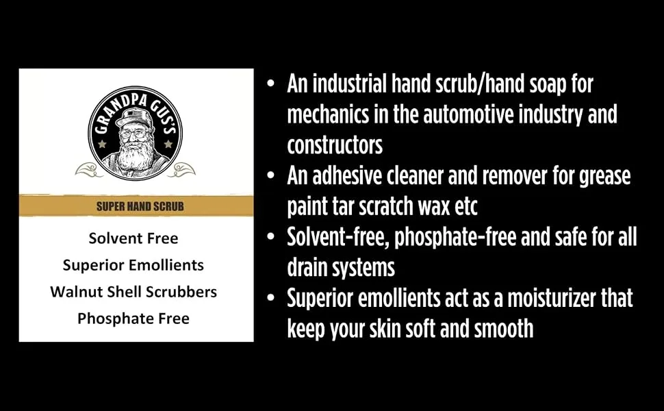 Grandpa Gus's Super Hand Scrub Walnut Shell Scrubbers Natural Handsoap Degreaser for Automotive Mechanics & Constructors 1 Gallon - Super Walnut Hand Scrub, 1 Gallon