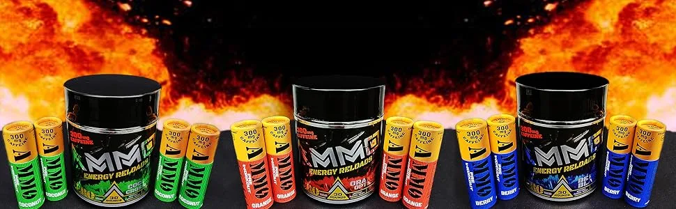 AMMO Pre Workout Powder Single Serve On The Go Sample 6 Pack - Extra Strength 300mg Caffeine Zero Sugar Focus & Pumps 3 Flavors 6-12 Servings - Ammo Energy Reloads Pre workout All natural Energy powder electrolytes Zero Sugar Drink powder