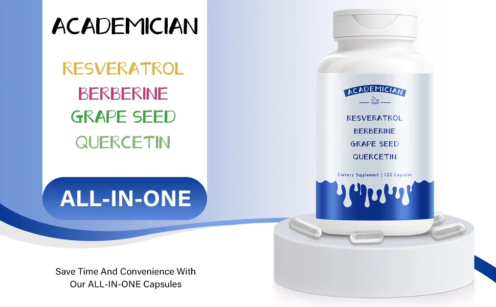 ACADEMICIAN Resveratrol Berberine Supplement Quercetin Capsule with Bromelain Grape Seed Extract Capsules - 120 Count - product information 7