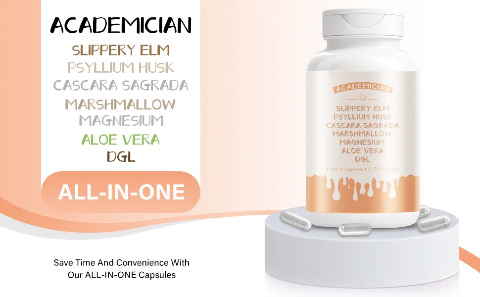 ACADEMICIAN Magnesium Glycinate Probiotic Capsule with Psyllium Husk Capsule Slippery Elm Marshmallow Root Supplemnt - 120 Count - product information 7