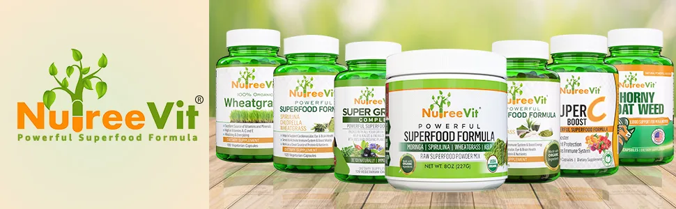 NutreeVit Pure 100% Organic Spirulina + Chlorella + Wheatgrass - Powerful Superfood - Veggie Capsules | 500mg 240 Count (Pack of 1) - product information 1