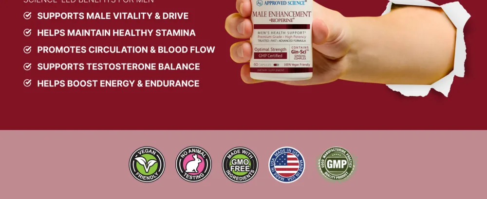 Approved Science Male Enhancement - Boost Performance and Increase Drive - 180 Vegan Friendly Capsules (1 Bottle) 180 Count (Pack of 1) - product information 5