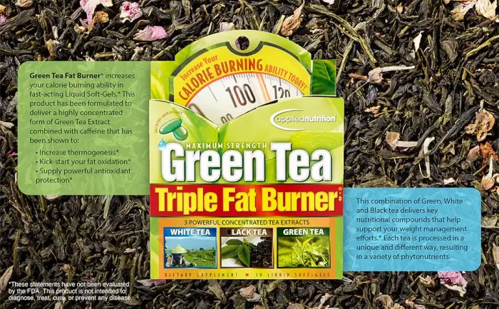 Applied Nutrition Green Tea Fat Burner - 30 Liquid Soft-Gels Pack of 3 - Increases Calorie Burning & Supplies Powerful Antioxidants - 45 Total Servings - green tea triple fat burner applied nutrition