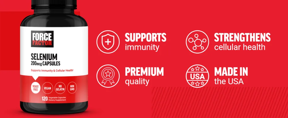 Force Factor Selenium Immune Support Supplement Selenium 200mcg Capsules to Support Immune Defense Immunity Supplement Vegan Non-GMO 120 Capsules Unflavored 120 Count (Pack of 1) - selenium immune support supplement immune support selenium 200mcg capsules