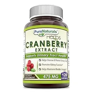 Pure Naturals Cranberry Extract 475 mg 120 Capsules - Promotes Kidney Function - Helps Clean & Protect Urinary Tract - Helps Maintain Bladder Integrity - cranberry
