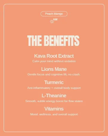 Bashi - Kava Drink Experience - Natural Relaxation & Stress Relief - Plant-Based Kava Extract - Non-Alcoholic Caffeine Free - Peach Mango 8oz - 6 Pack - Drink Experience Natural Relaxation Stress Relief Plant-Based Extract Caffeine Blueberry Lemon
