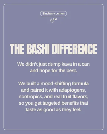 Bashi - Kava Drink Experience - Natural Relaxation & Stress Relief - Plant-Based Kava Extract - Non-Alcoholic Caffeine Free - Blueberry Lemon 8oz - 6 Pack - Drink Experience Natural Relaxation Stress Relief Plant-Based Extract Caffeine Blueberry Lemon