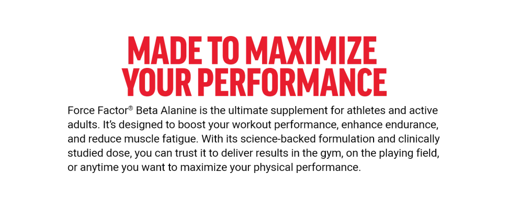 Force Factor Beta Alanine Capsules Beta-Alanine Endurance Supplement to Boost Performance & Reduce Fatigue Clinical Dose Premium Quality Vegan Non-GMO 120 Capsules - beta alanine beta alanine powder beta alanine capsules beta-alanine endurance supplement