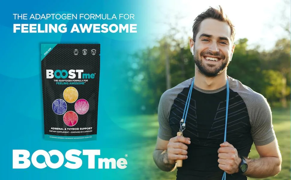 BoostMe Adaptogens Supplements for Him - Daily Plant-Based Supplement for Energy Focus and Balance 30 Count (Pack of 1) - adrenal health thyroid support supplement boost vegan health capsule herbs natural healthy good