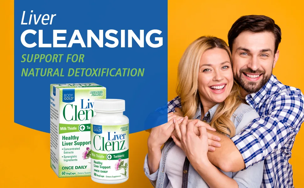 Body Gold Liver Clenz 60 VegCaps - Body Gold Liver Clenz with Milk Thistle & Turmeric | Healthy Liver Detox Support | Vegetarian