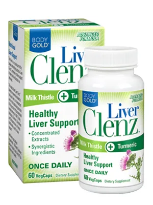 Body Gold Liver Clenz 60 VegCaps - Body Gold Liver Clenz with Milk Thistle & Turmeric | Healthy Liver Detox Support | Vegetarian