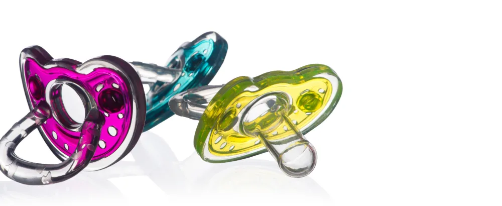 Joovy Silinoogie Baby Pacifier Featuring Super-Soft  Dishwasher-Safe Silicone  Durable One-Piece Design for Easy Cleaning  and Safe PPSU Color Insert - (Night Glow) - Silinoogie pacifier kids children baby infants nook