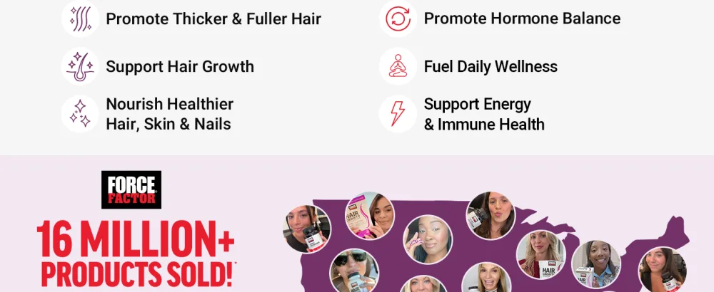 FORCE FACTOR Hair Growth Accelerator Capsules Lustriva & Biotin + Women s Multivitamin Multivitamin for Women - mary ruth multivitamin hair growth products viviscal supplement for women vitamins loss maryruths