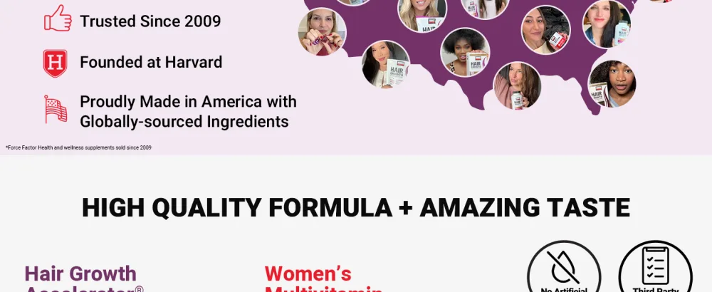 FORCE FACTOR Hair Growth Accelerator Capsules Lustriva & Biotin + Women s Multivitamin Multivitamin for Women - mary ruth multivitamin hair growth products viviscal supplement for women vitamins loss maryruths
