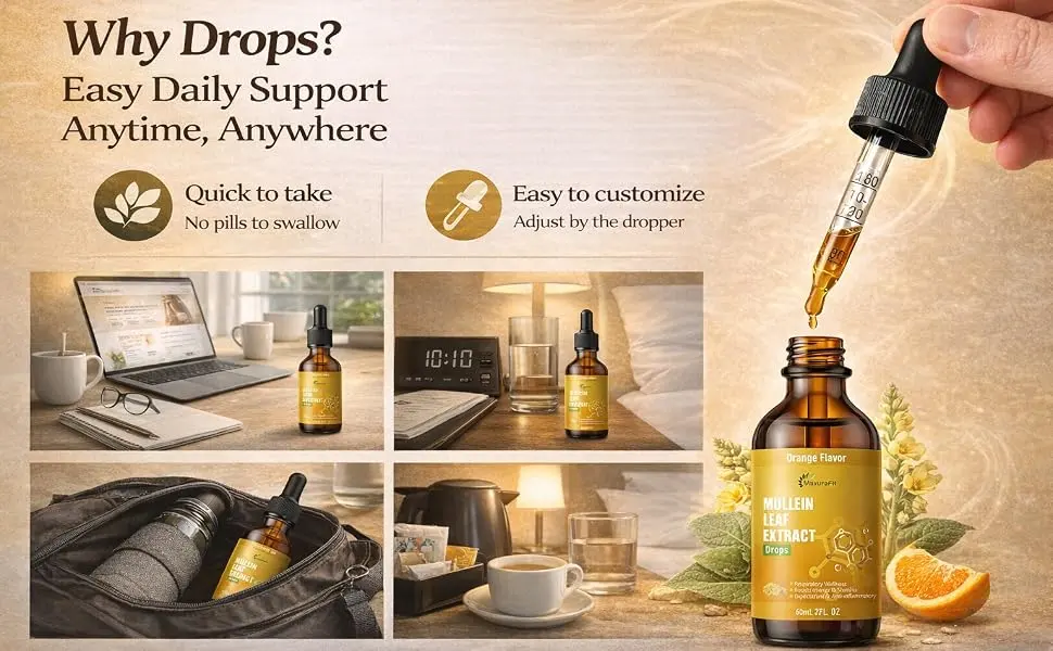 Mullein Drops for Lungs Liquid - Support Respiratory Herbal Supplement Mullein Leaf Extract for Lungs Cleanse with Cordyceps Marshmallow Root & Licorice Root Extract 2 fl oz 1 Pack - mullein drops