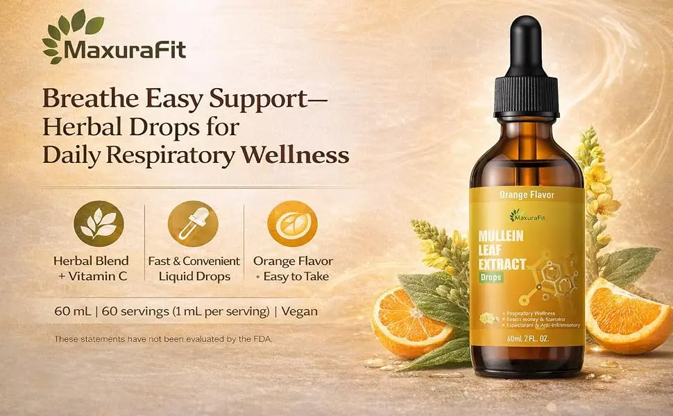 Mullein Drops for Lungs Liquid - Support Respiratory Herbal Supplement Mullein Leaf Extract for Lungs Cleanse with Cordyceps Marshmallow Root & Licorice Root Extract 2 fl oz 1 Pack - mullein drops