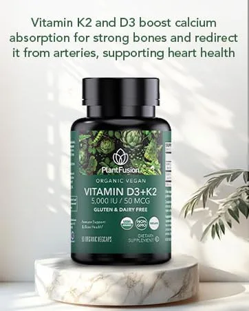 PlantFusion Vegan High Potency Methylfolate 5-MTHF Fast Acting Sublingual Methyl Folate Supplement is 6X More Absorbable - Non-GMO Supports Cardiovascular & Brain - 60 Lozenges - Plant Fusion Vitamin D3 + K2
