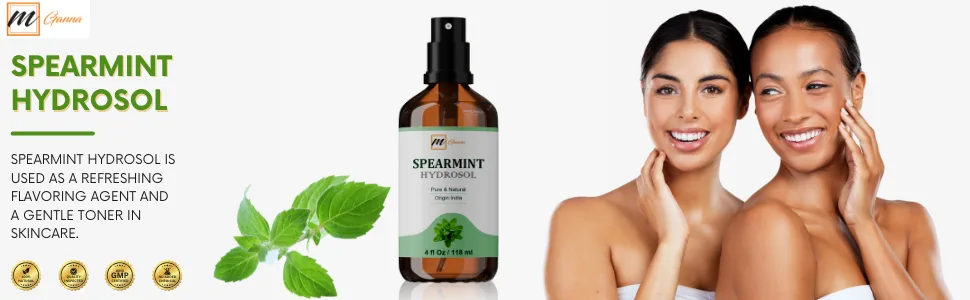 mGanna Spearmint Hydrosol 4 fl oz / 118 ml (Food Grade) Refreshing Natural and Versatile - Spearmint Hydrosol