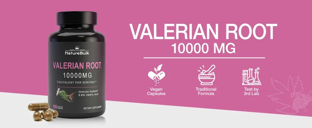 NATUREBULK Valerian Root Capsules -Equivalent to 1 0000mg 4X Concentrated Extract - Highly Concentrated 120 Capsules - valerian root