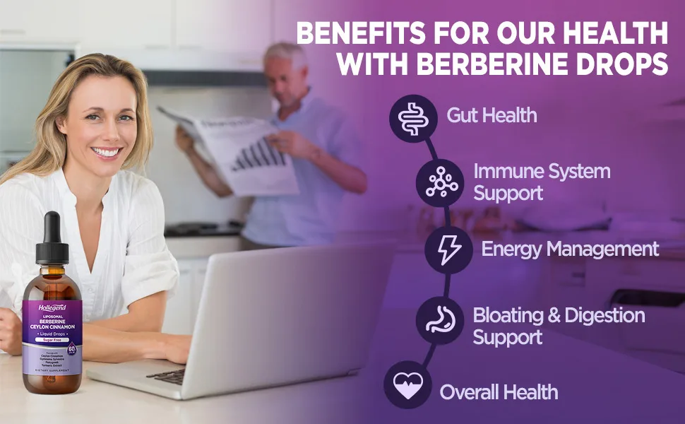 Liposomal Liquid Berberine Drops Sugar Free Berberine Extract with Ceylon Cinnamon Supplement for Adults Immune & Digestive Support Natural Lemon Flavor 2 FL OZ - berberine drops