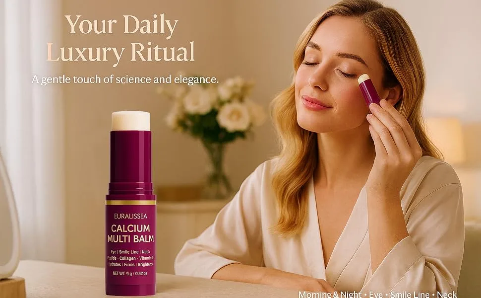 Euralissea Calcium Multi Balm Stick 2 Pcs Calcium Boost Firming for Eyes & Hydrating Treatment with Peptides & Vitamin E All Skin Types - a gentle touch of science and elegance